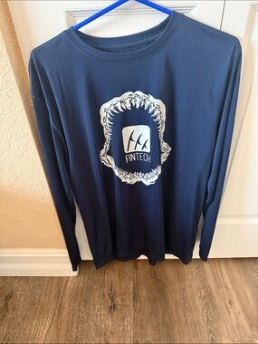 Fintech Navy Long Sleeve Performance Tee